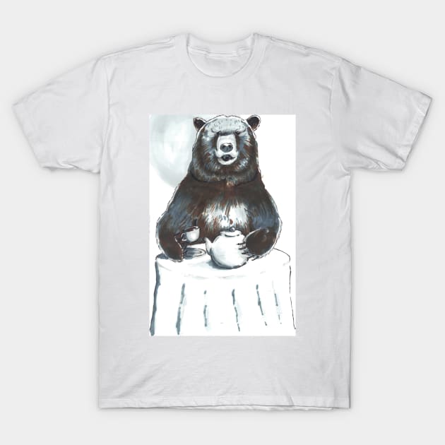 Earl Grey Grizzly Bear T-Shirt by christoff3000